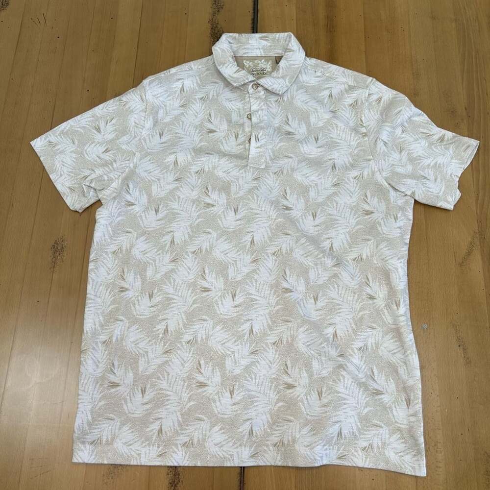 Tasso Elba Island Leaf Print Polo Size L